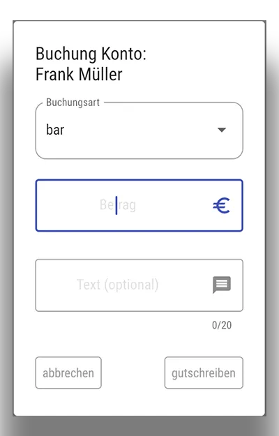 Admin bucht eine Zahlung