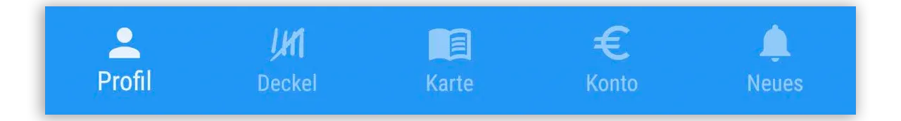 Bedienleiste der Getränkewart App