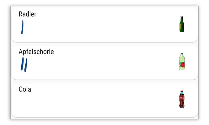 Deckelansicht in der App