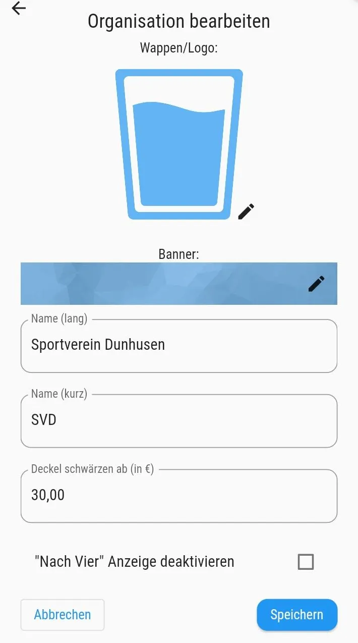 Adminbereich der Getränkewart App
