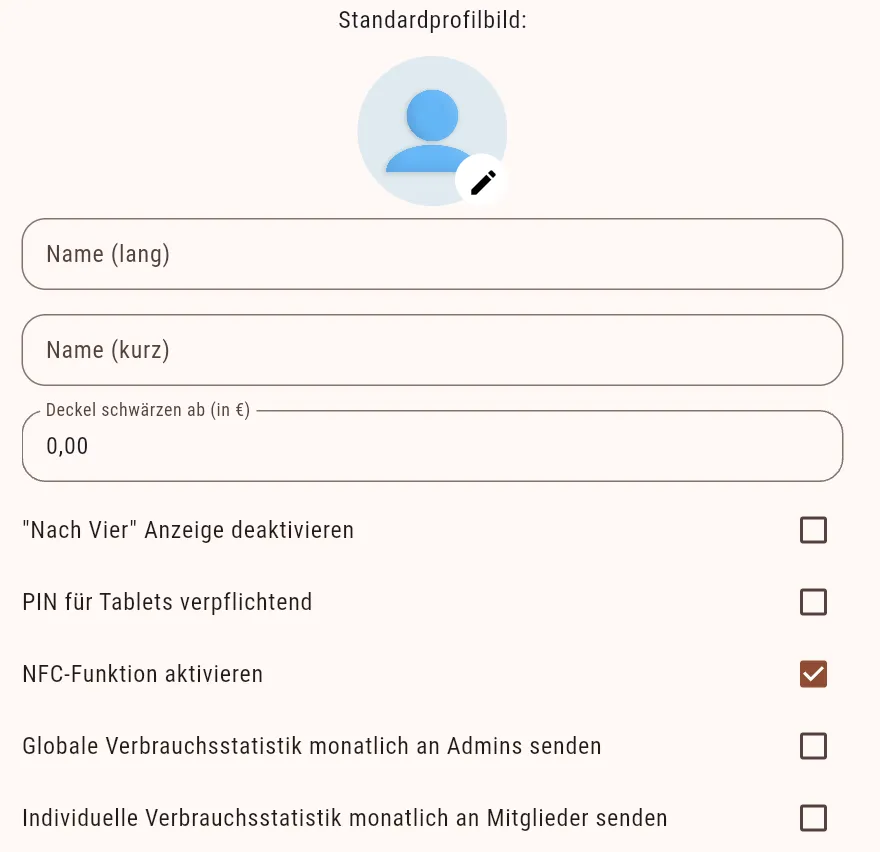 NFC-Identifikation in den Organisations-Einstellungen aktivieren