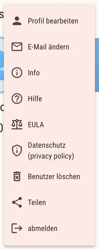 Drei-Punkte-Menü in der App