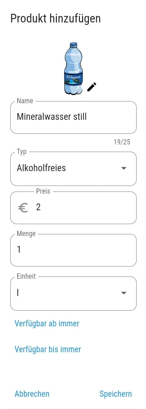 Produkt anlegen in der Getränkewart App